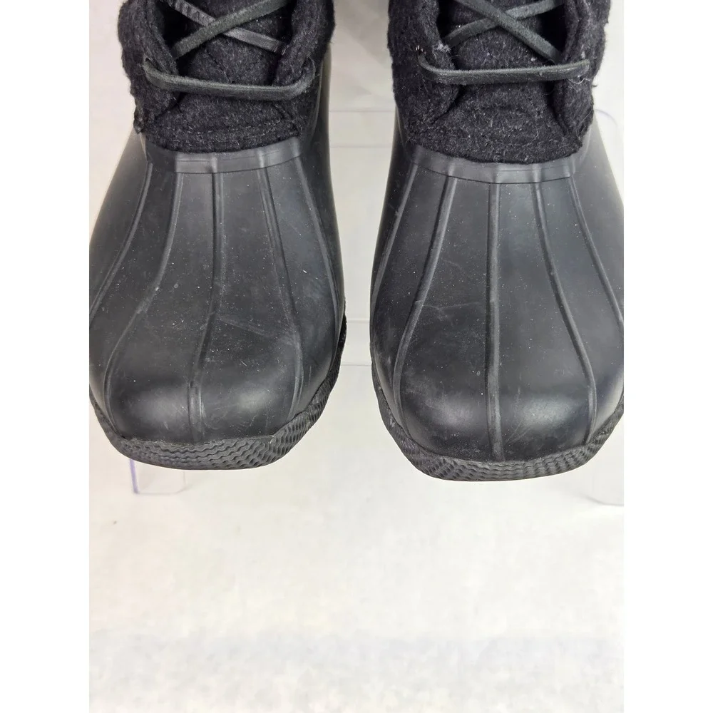 Sperry Saltwater Quilted Wool Duck Boots Black Womens 8.5 Rain Casual Monochrom